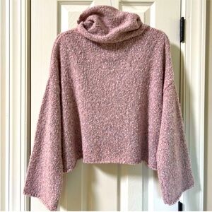 Sincerely Jules Light Pink Cowl Neck Cropped Wide Sleeve Sweater | Size M | NWT